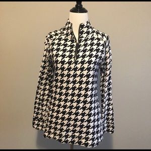 Mud Pie quarter zip houndstooth popover